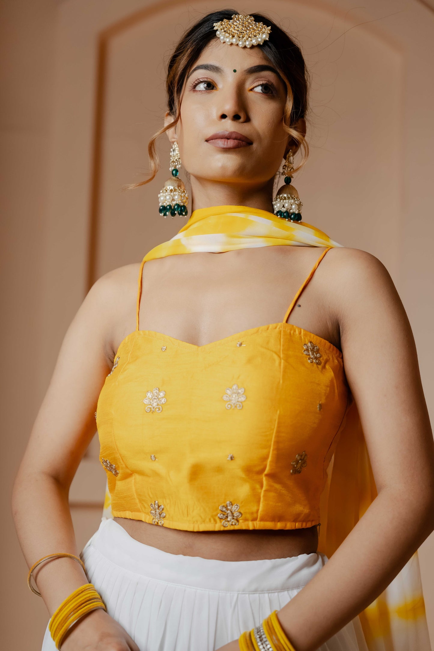 YELLOW DIYA TIE DYE LEHENGA