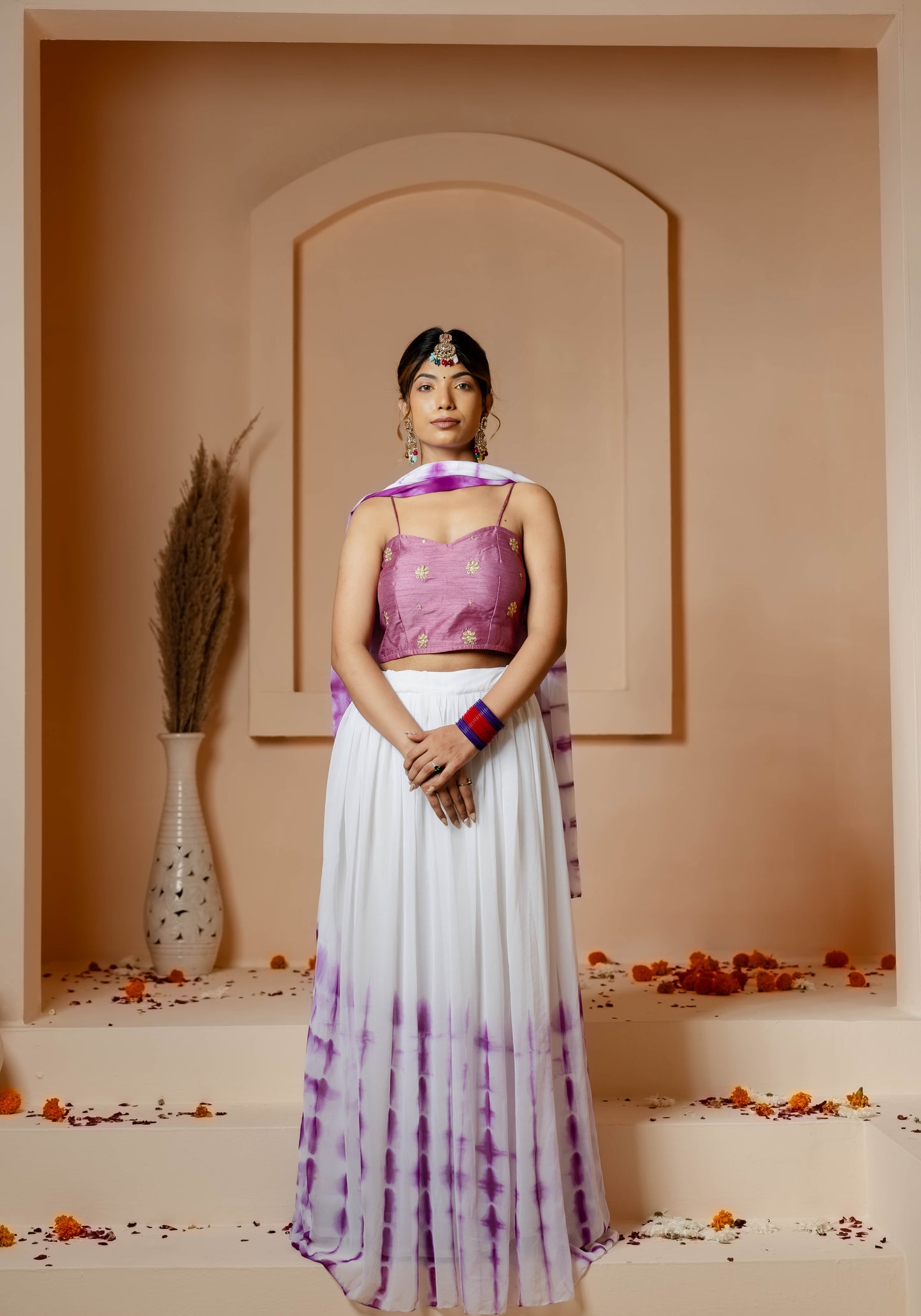 PURPLE DIYA TIE DYE LEHENGA