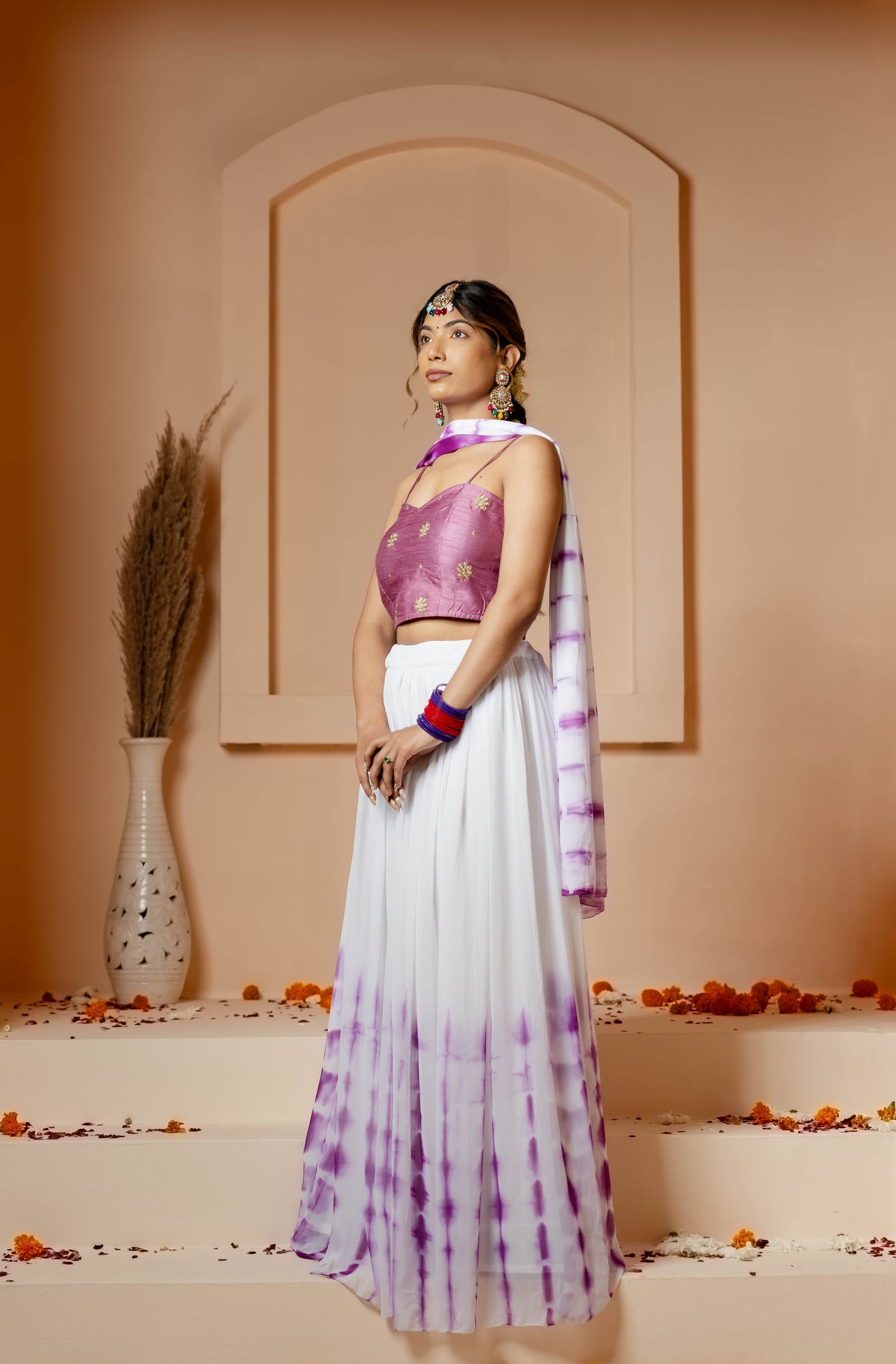 PURPLE DIYA TIE DYE LEHENGA