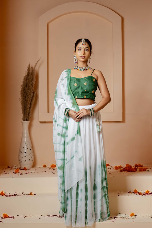 GREEN DIYA TIE DYE LEHENGA