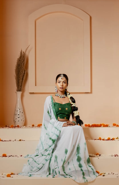 GREEN DIYA TIE DYE LEHENGA