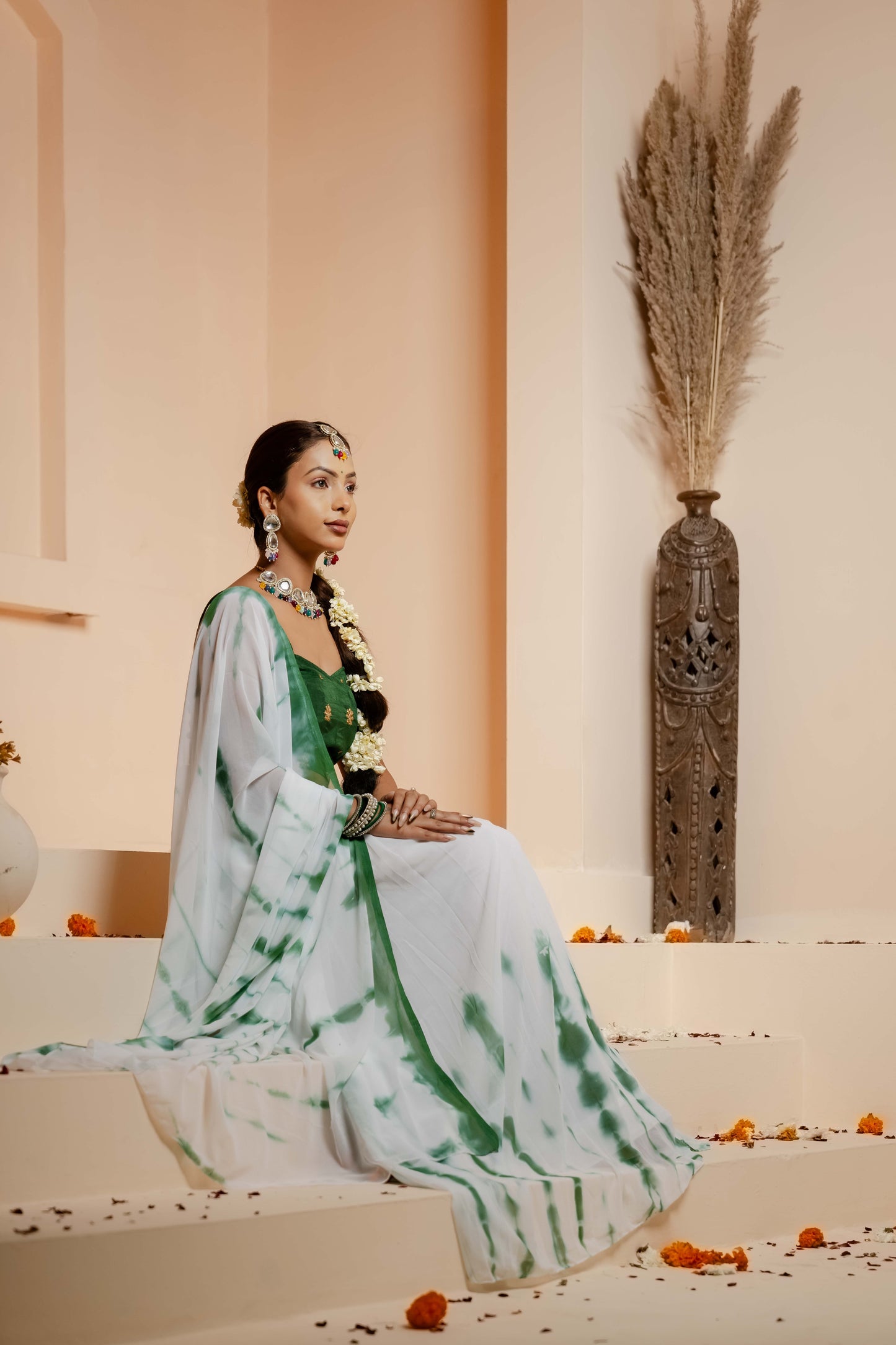 GREEN DIYA TIE DYE LEHENGA