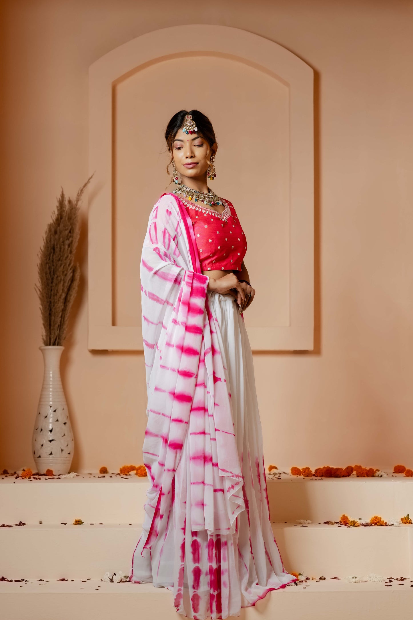 PINK DIYA TIE DYE LEHENGA