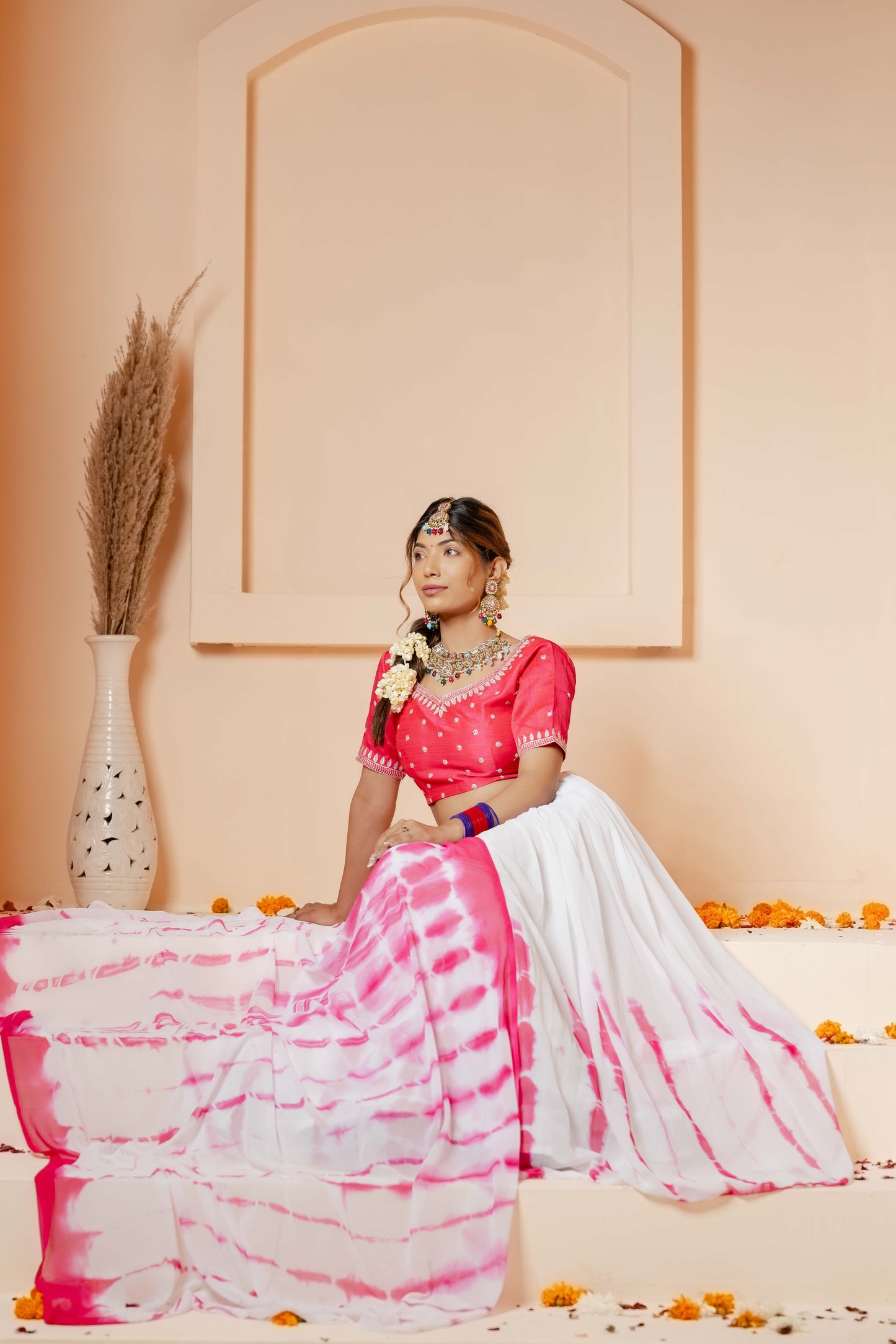 PINK DIYA TIE DYE LEHENGA