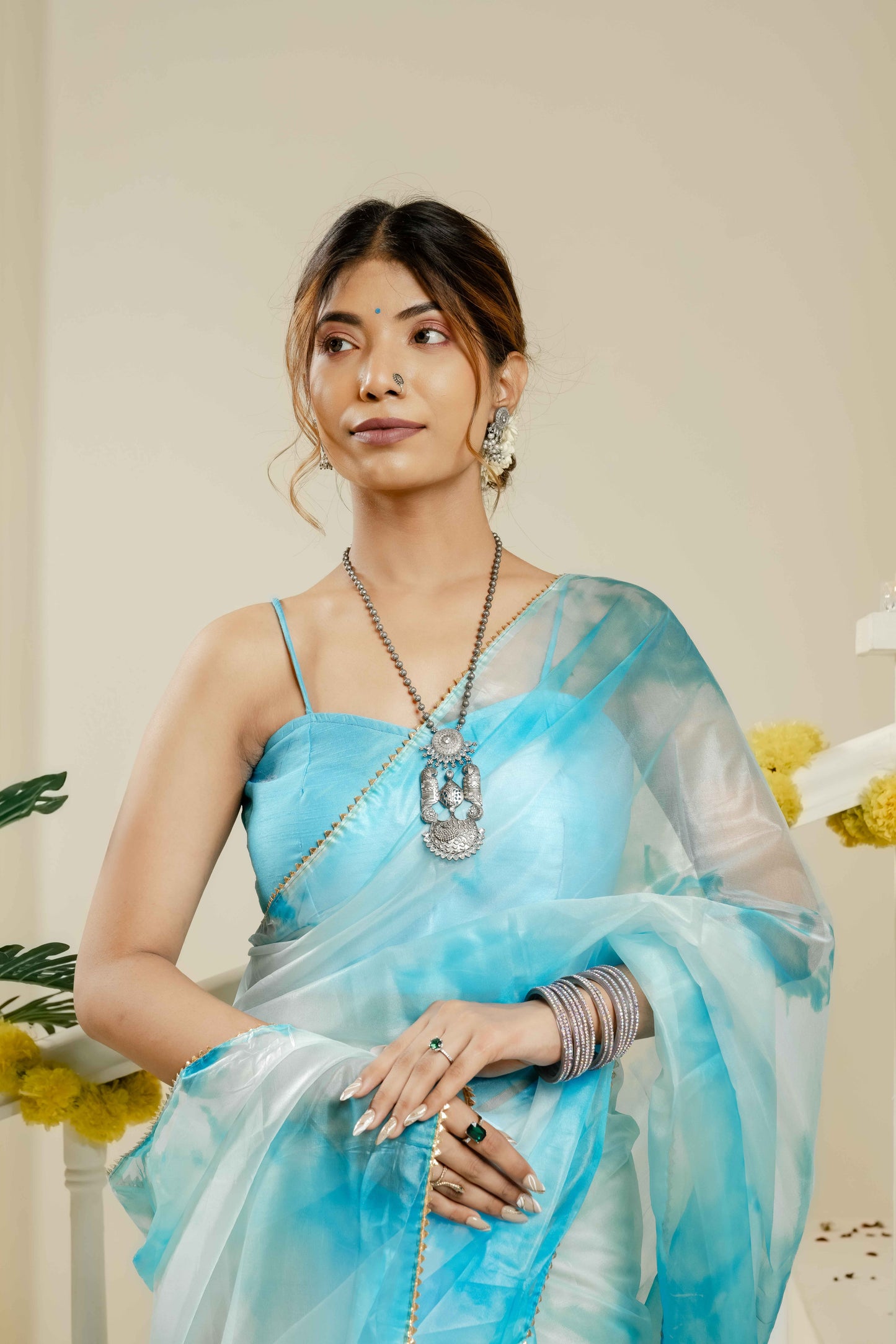 SKY BLUE AMBIKA SAREE