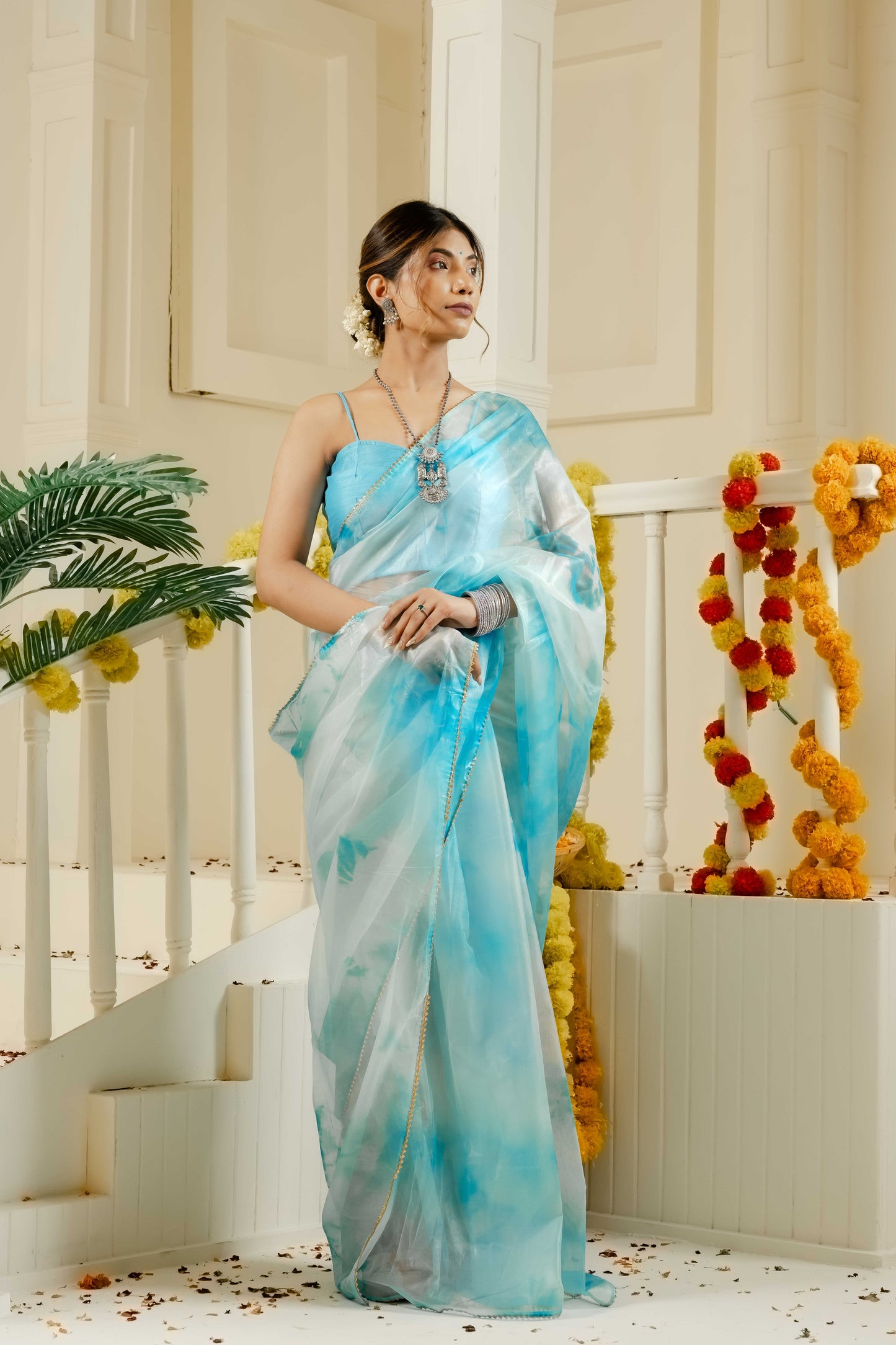 SKY BLUE AMBIKA SAREE