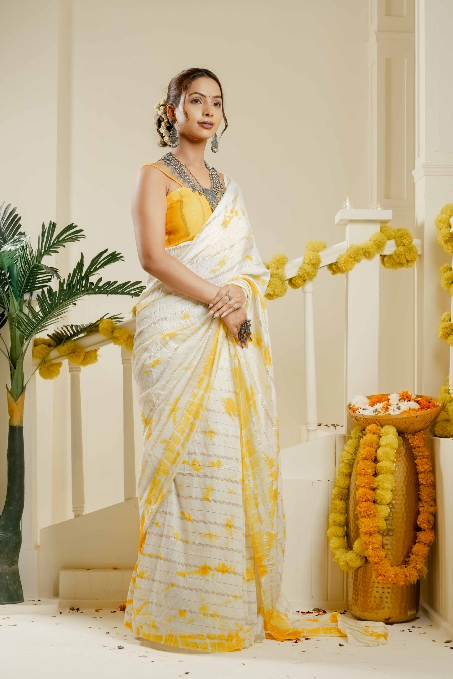 TULSI TIE DYE MUSTARD YELLOW SAREE