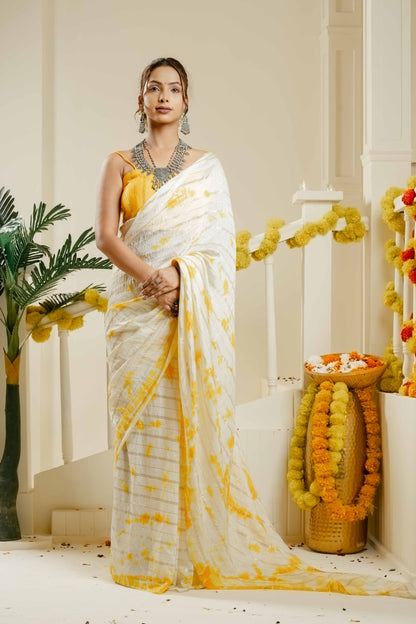 TULSI TIE DYE MUSTARD YELLOW SAREE