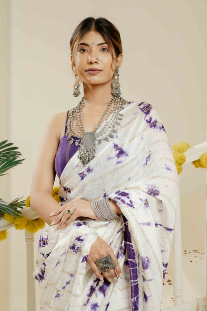 PURPLE TULSI TIE DYE SAREE