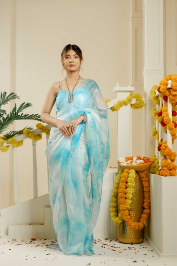 SKY BLUE AMBIKA SAREE