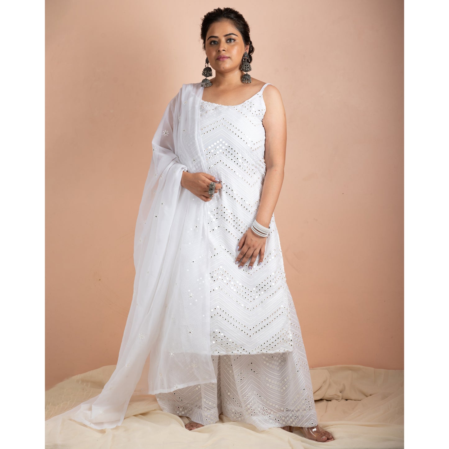 Abyad Gharara | White Kurti with Palazzo Set