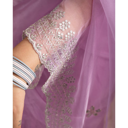 Lavanta Saree | Lavender Organza Saree