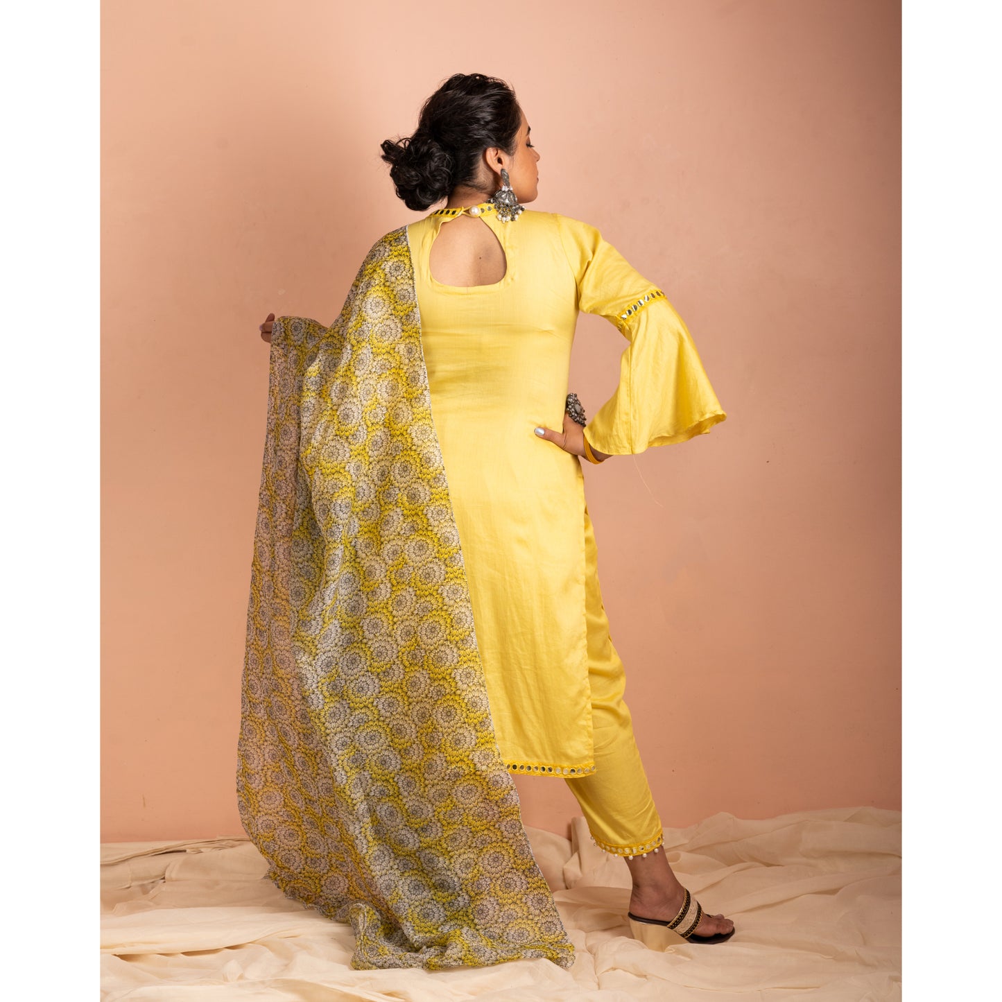 Dumduz Sari | Yellow Kurta Set for Women