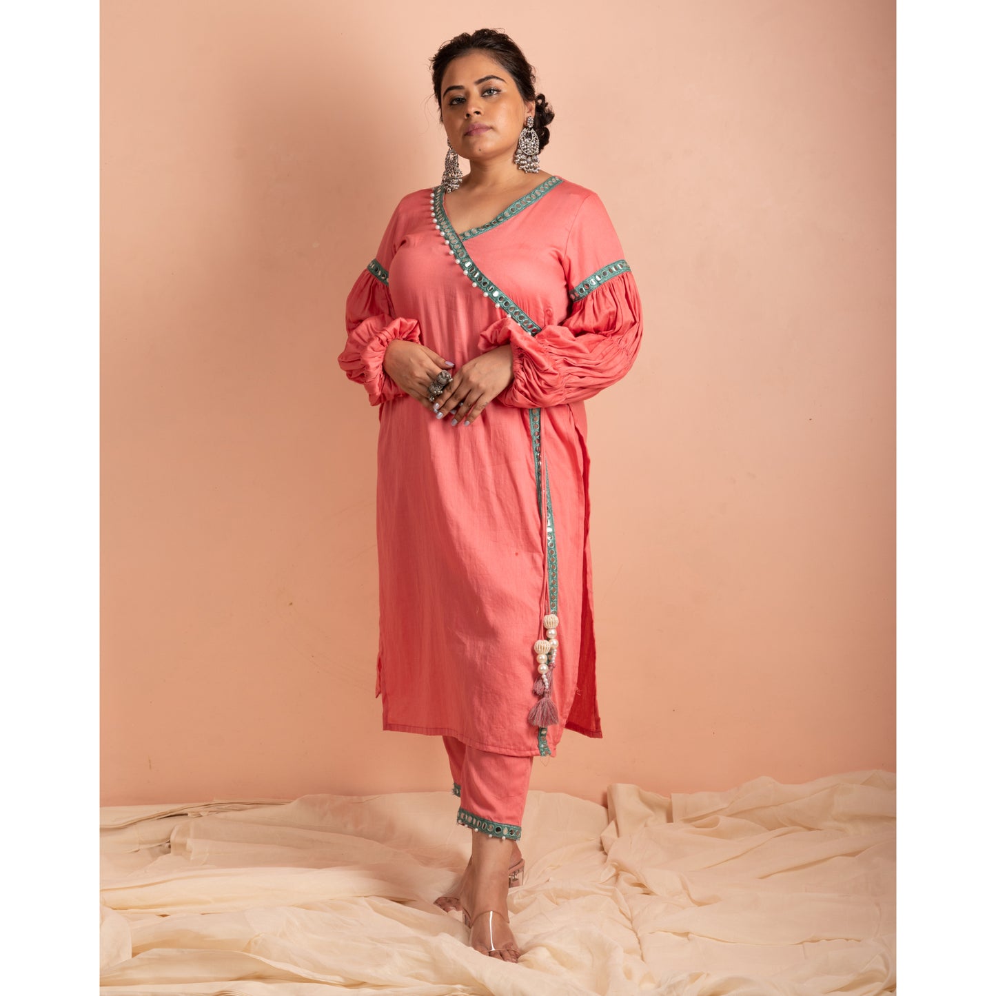 PEMBE GUZELLIK | PINK KURTI WITH MIRROR WORK