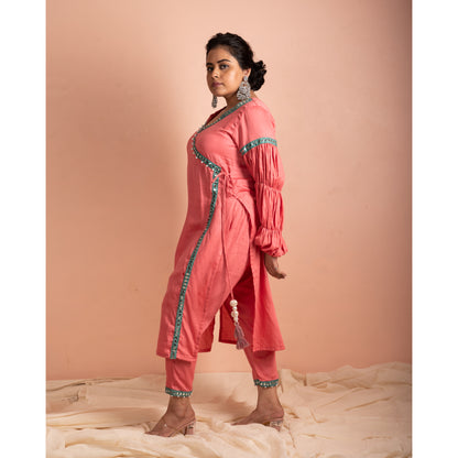 PEMBE GUZELLIK | PINK KURTI WITH MIRROR WORK