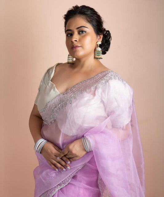 Lavanta Saree | Lavender Organza Saree