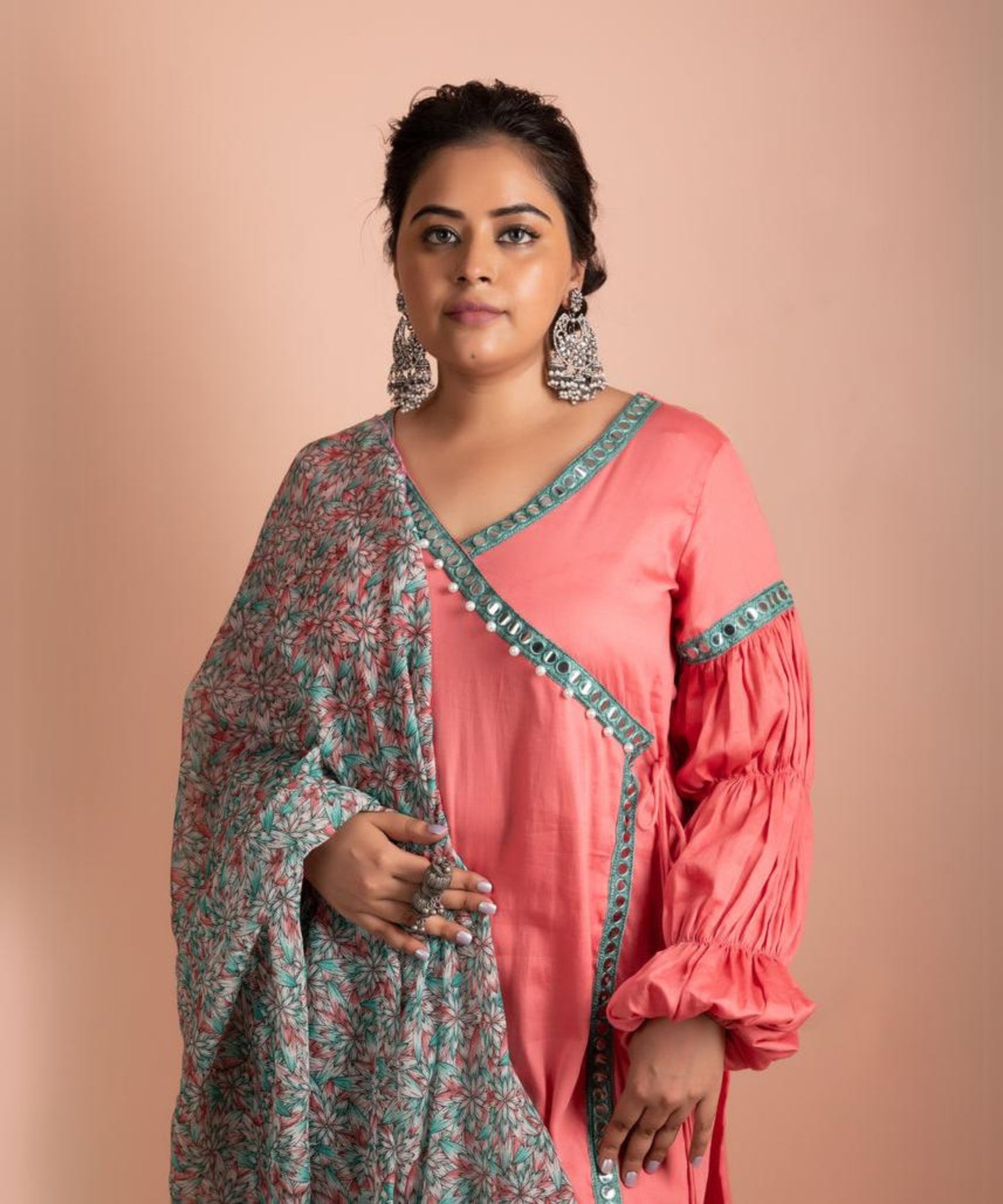 PEMBE GUZELLIK | PINK KURTI WITH MIRROR WORK