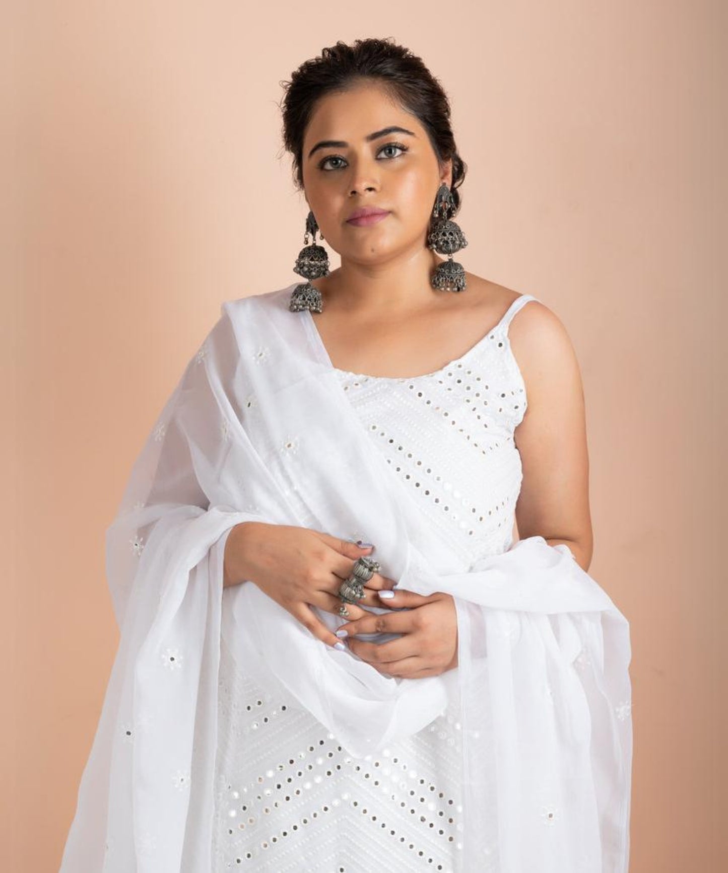 Abyad Gharara | White Kurti with Palazzo Set