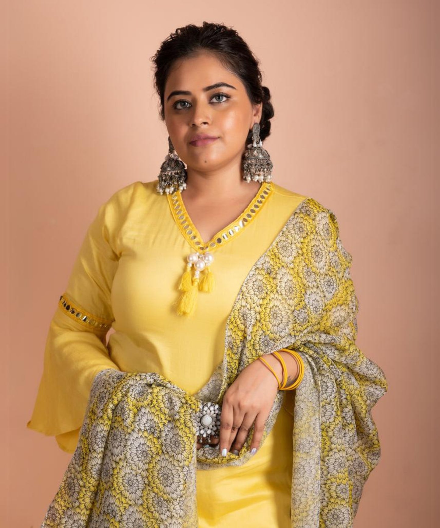 Dumduz Sari | Yellow Kurta Set for Women